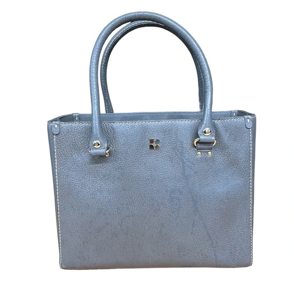 KATE SPADE Quinn Tarrytown Gray Marbled Leather Tote Purse Handbag 11.25